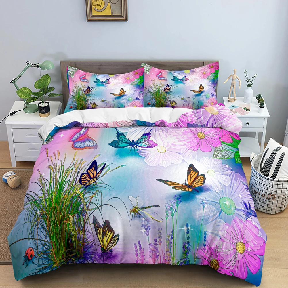 3D Printing Quilting - Conjunto de cama borboleta 3d flor
