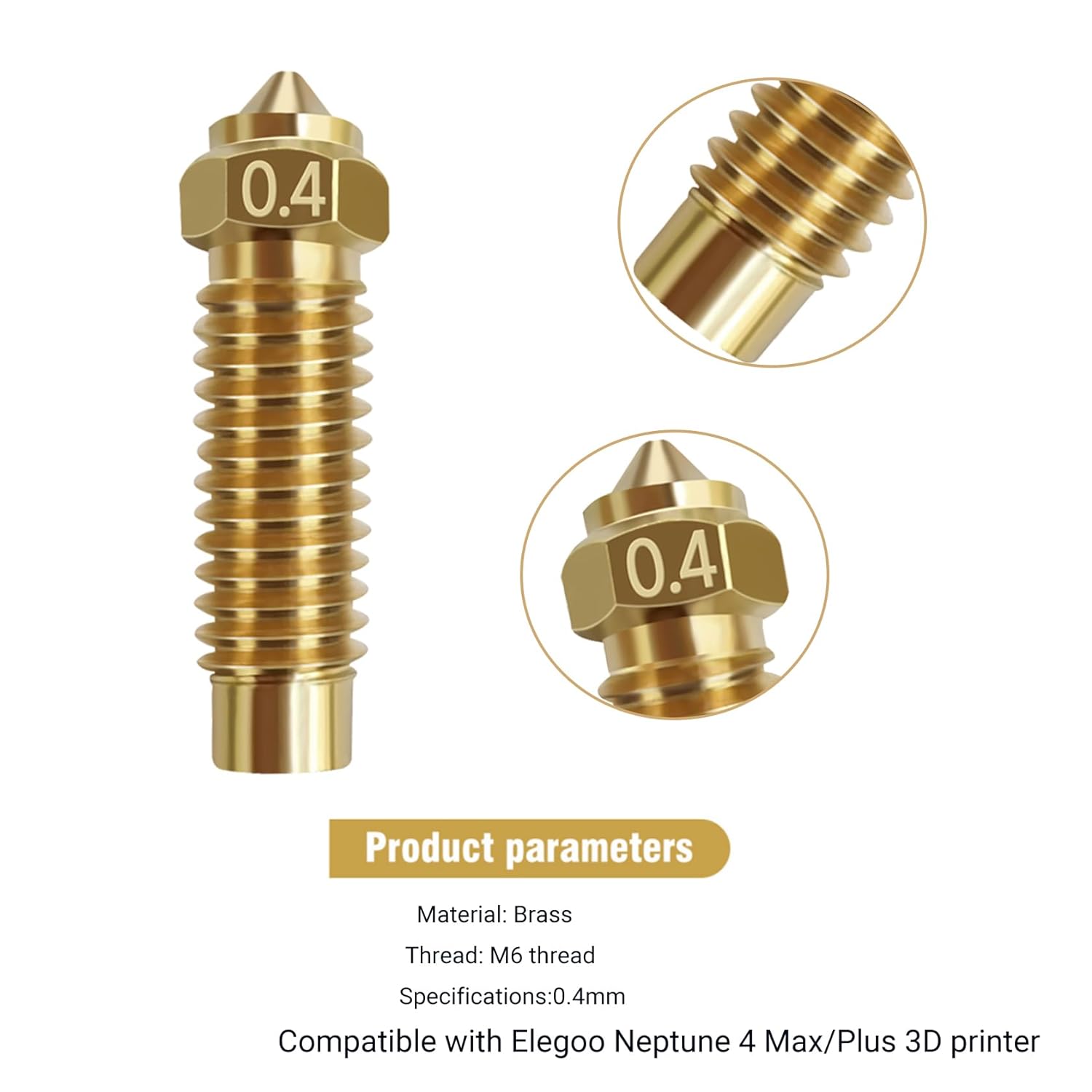 5/10 peças elegoo netuno 4 plu - 3D Printer Nozzle Brass avaliação e preço